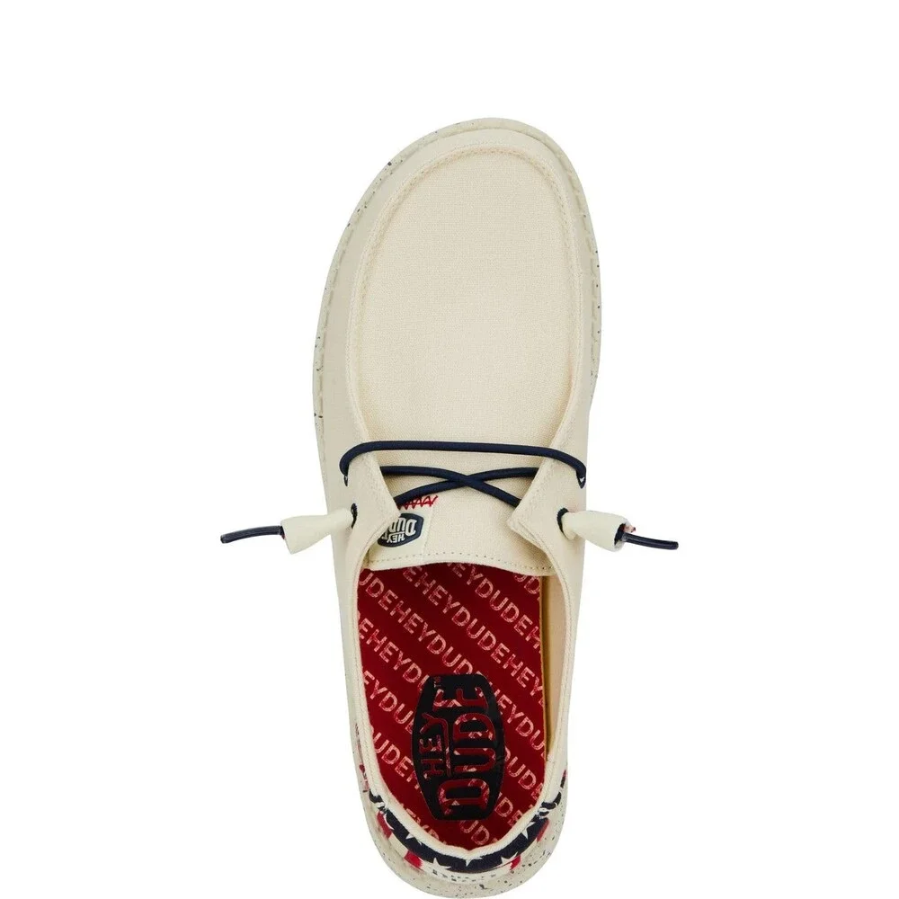 Hey Dude Wendy Americana 41096-1LB Womens US 9M Off White Comfort Shoes MEW1602